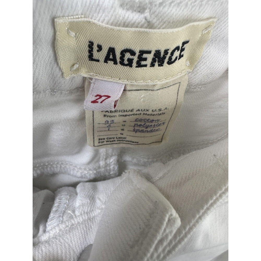 L'Agence Kendra Cropped Flare Jeans High Rise White Frayed Hem Denim Size 27 - Picture 8 of 16